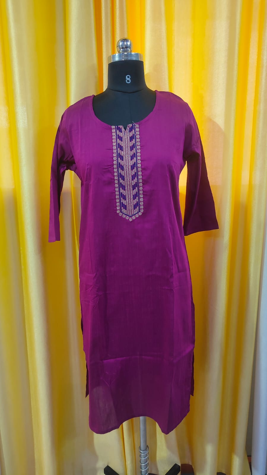 Women’s Embroidered Raw Silk Straight Top