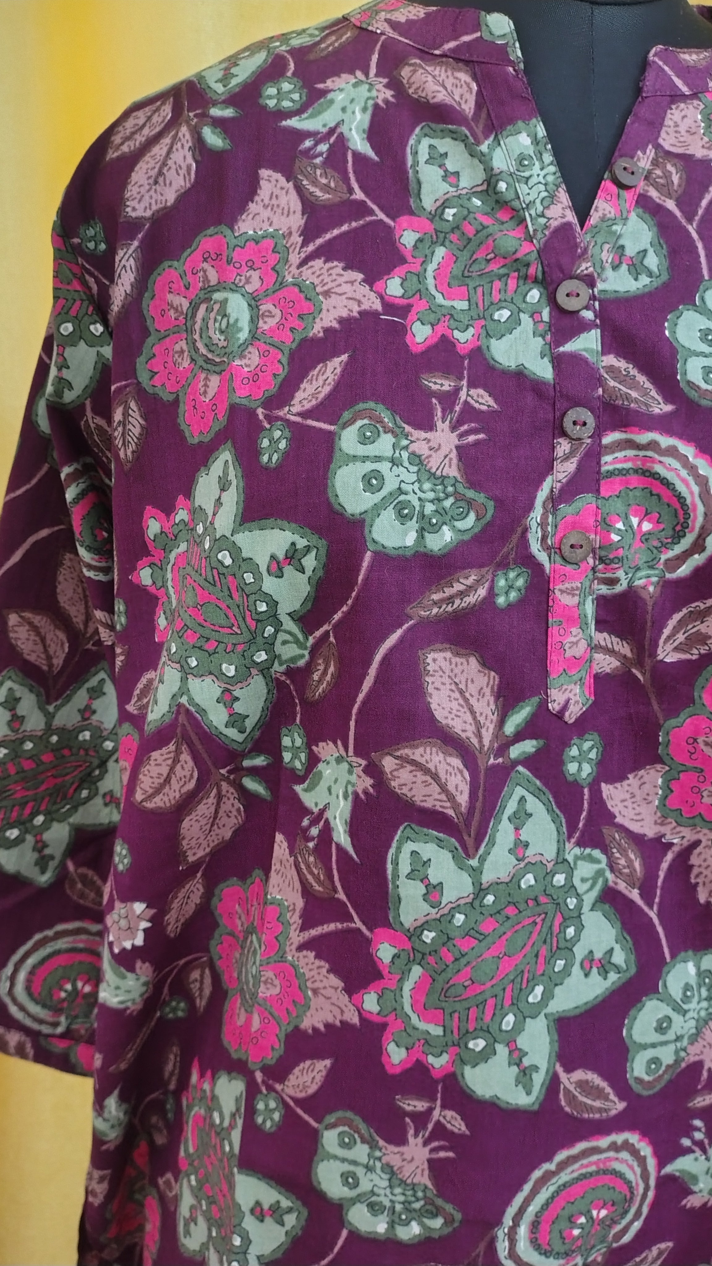 Premium Pure Cotton Floral Printed Short Kurti