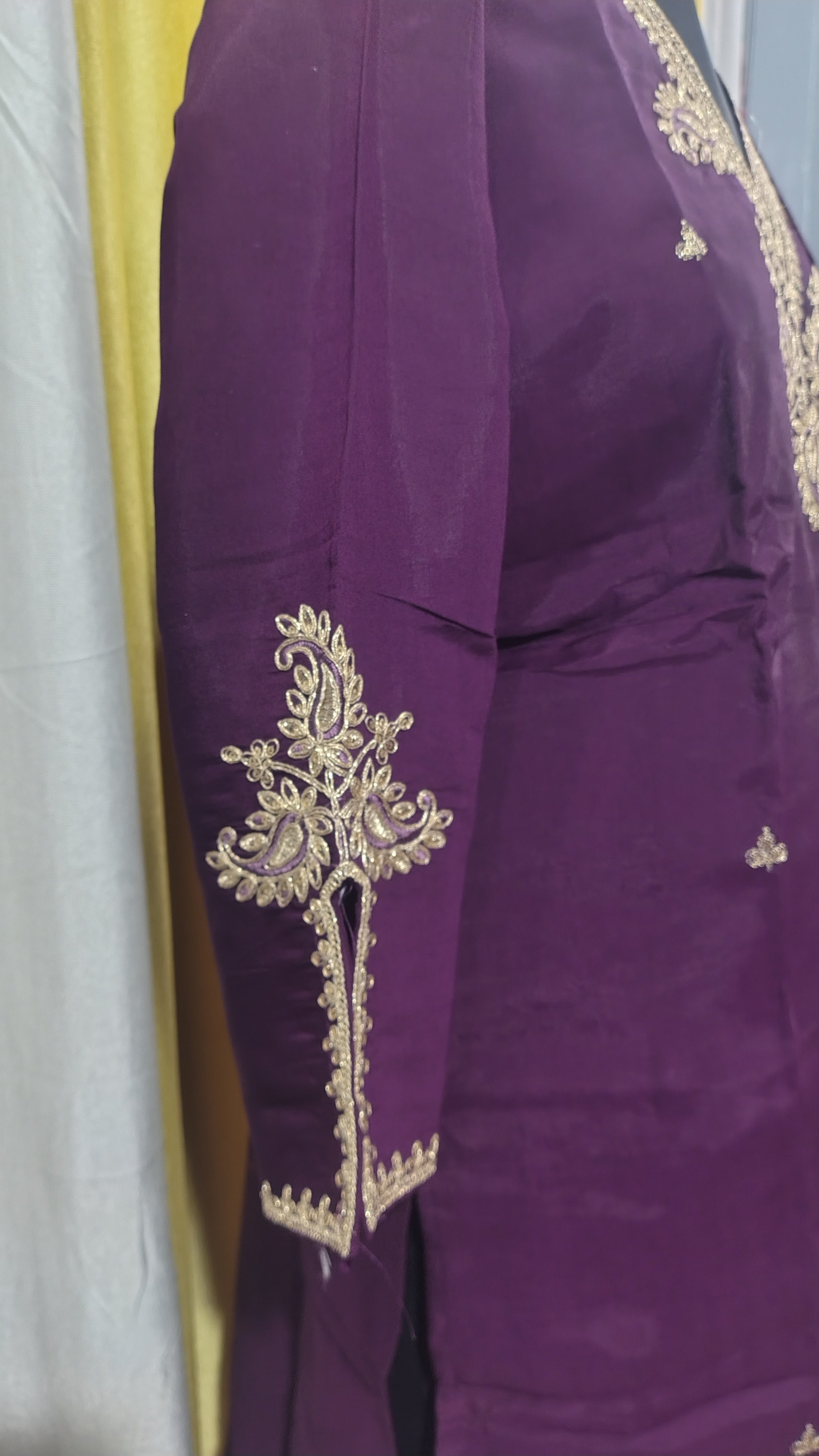 Royal Purple Semi Silk Kurti Set with Dupatta for Women