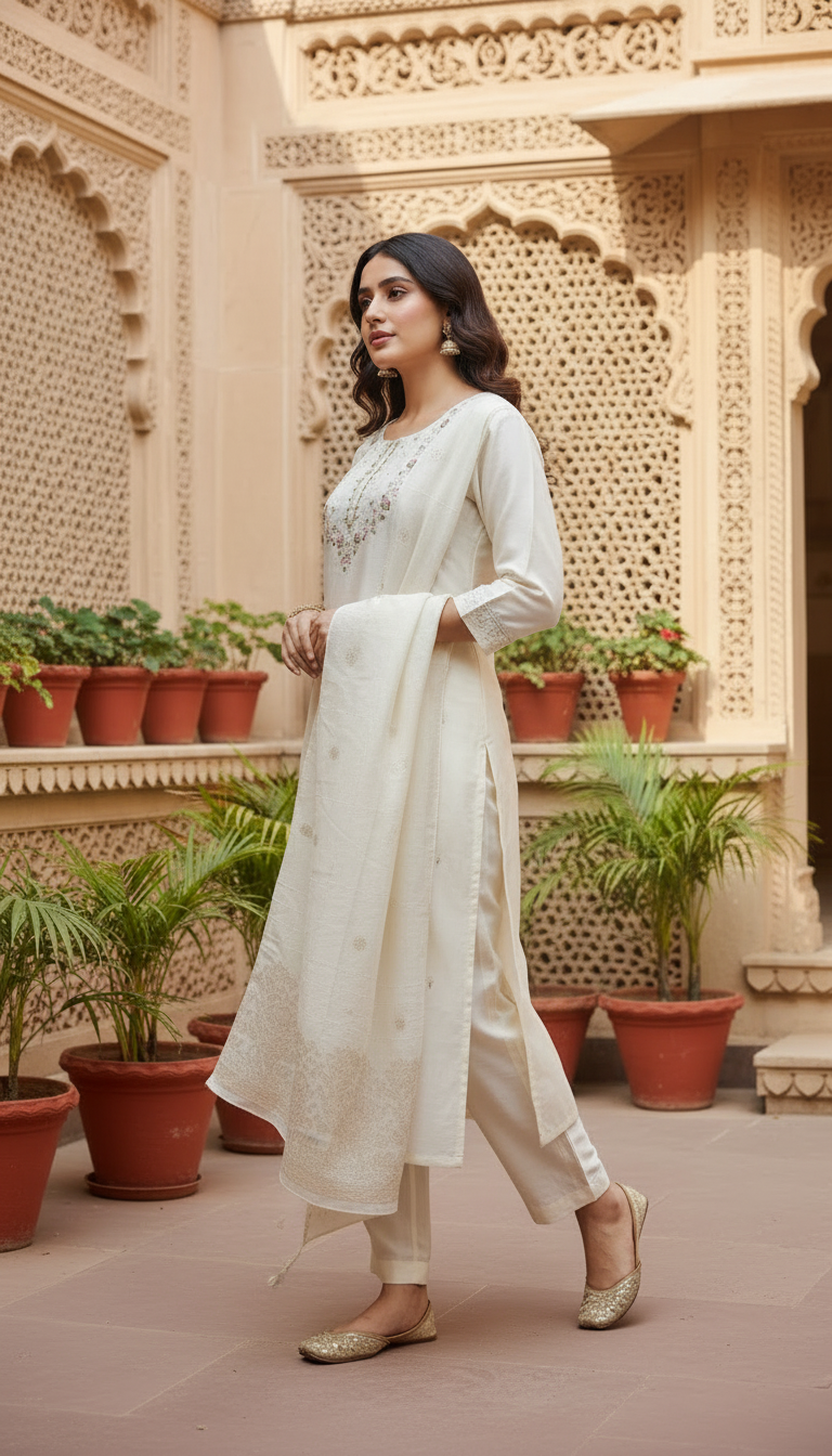 Raw Silk Kurti Set – Elegant | Festive | Timeless