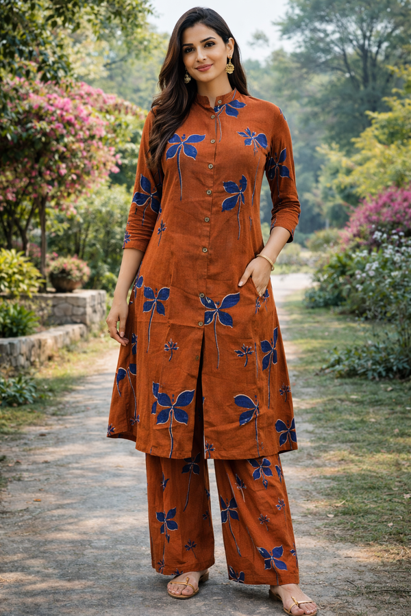 Pure Cotton Co-Ord Set with Plazo Pant