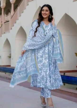 Light Blue Colour Kurti Set