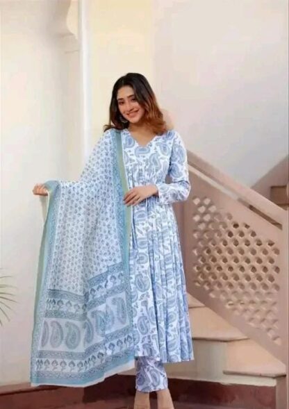 Light Blue Colour Kurti Set - Image 2