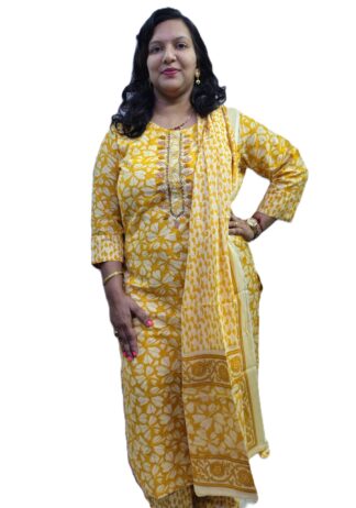 Yellow 3-Piece Cotton Kurta Set