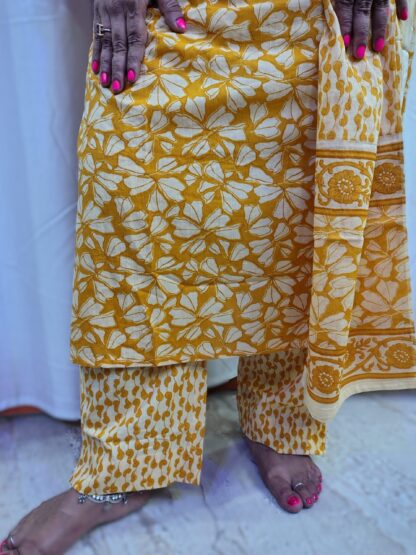 Yellow 3-Piece Cotton Kurta Set - Image 5
