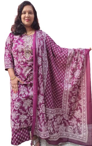 Purple 3-Piece Cotton Kurta Set